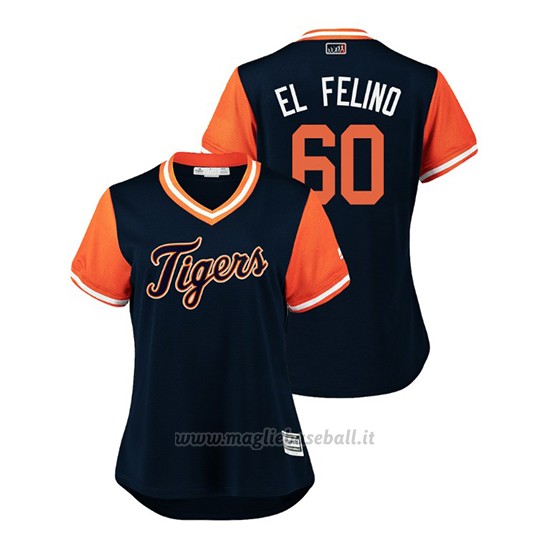 Maglia Baseball Donna Detroit Tigers Ronny Rodriguez 2018 Llws Players Weekend El Felino Blu
